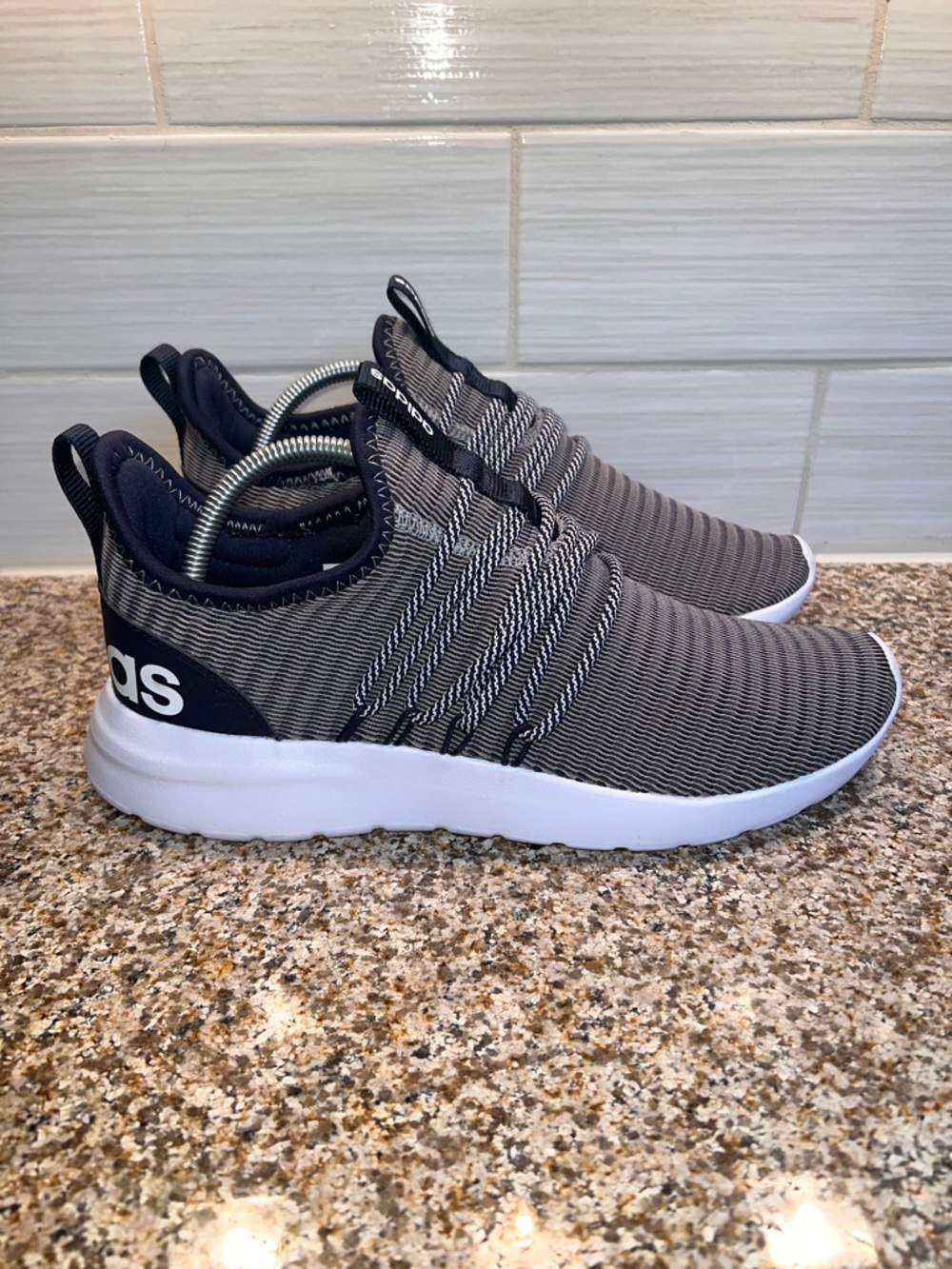 adidas Men’s Gray Knit Slip-On Athletic Sneakers